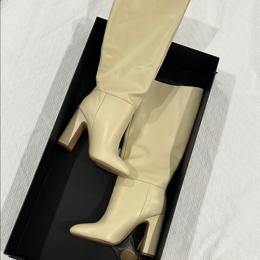 LPA Cream Heeled Boots with Sophisticated Style